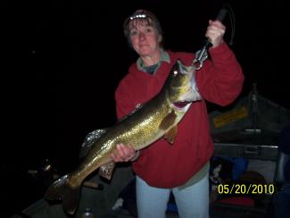 Drift boat fishing for walleyes in the Oswego River, NY