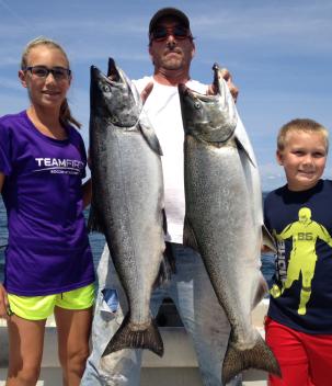 King salmon charter boat fishing on lake ontario near the salmon river, pulaski ny