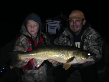 Drift boat fishing the Oswego River for trophy walleyes.  May 2014