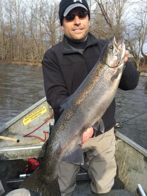 Salmon River drift boat fishing for steelhead trout