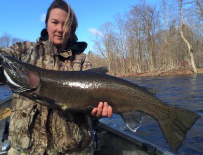 Salmon River drift boat fishing for steelhead trout