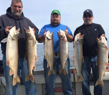 Eastern basin of Lake Ontario charter boat fishing for Lake Trout with the Salmon River Guide.