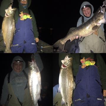 Night fishing for walleye and brown trouts