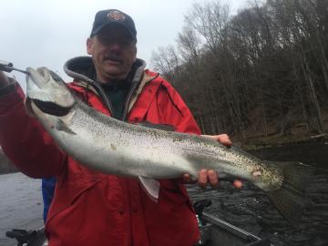 drift boat fishing the salmon river in pulaski ny for steelhead trout