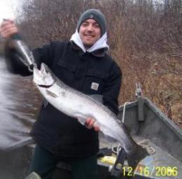 Salmon River drift boat fishing produced this nice chrome steelhead.